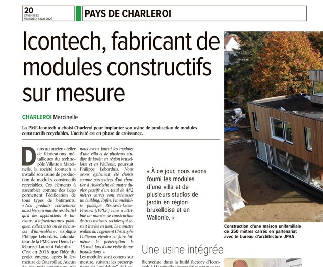 Vandaag een leuk artikel over Icontech gepubliceerd in “l’Avenir” en “La DH” !